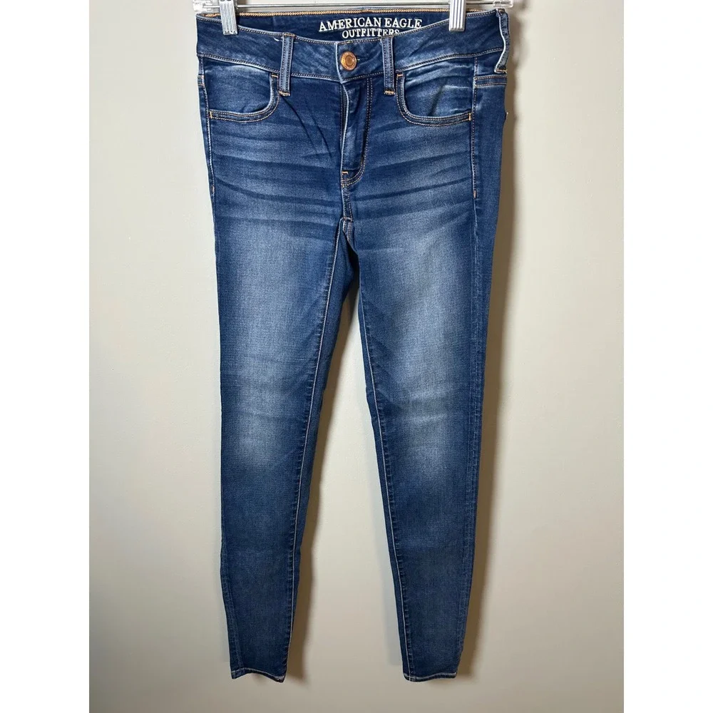 American Eagle Outfitters Jeggings Dark Wash Skinny‎ Jeans Size 2 X-Long